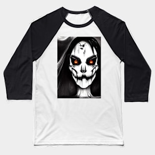 EERIE RED EYED SPOOKY HALLOWEEN VAMPIRESS Baseball T-Shirt